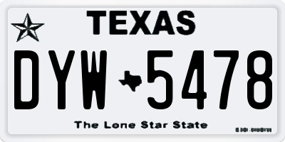 TX license plate DYW5478