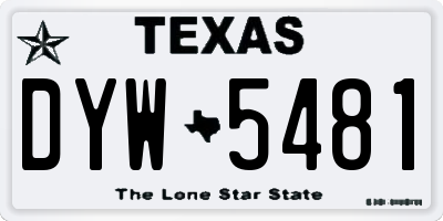 TX license plate DYW5481