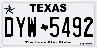 TX license plate DYW5492