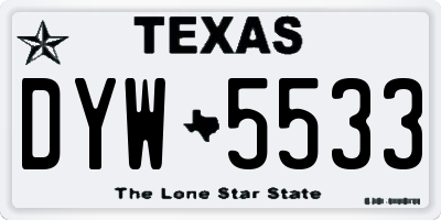 TX license plate DYW5533