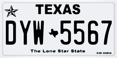 TX license plate DYW5567