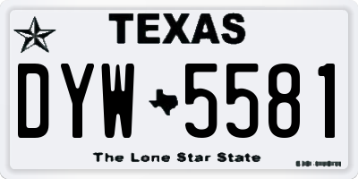 TX license plate DYW5581