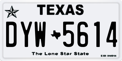 TX license plate DYW5614