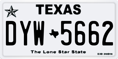 TX license plate DYW5662
