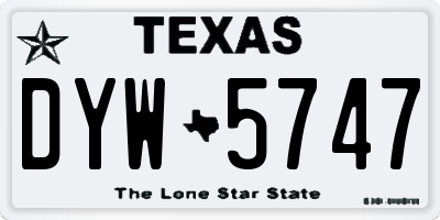 TX license plate DYW5747
