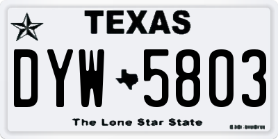 TX license plate DYW5803