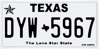 TX license plate DYW5967