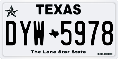 TX license plate DYW5978