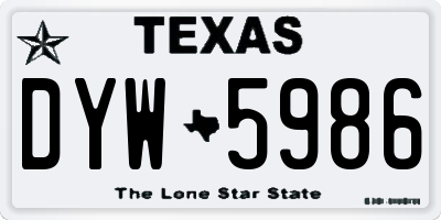 TX license plate DYW5986