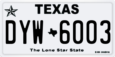 TX license plate DYW6003