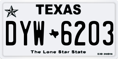 TX license plate DYW6203