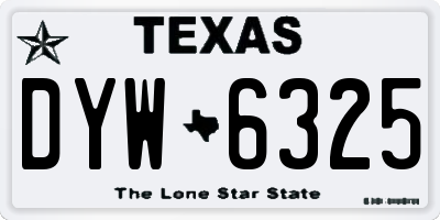 TX license plate DYW6325