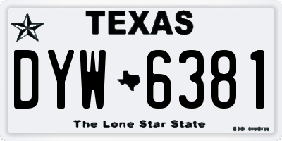 TX license plate DYW6381