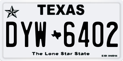 TX license plate DYW6402