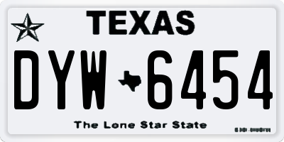 TX license plate DYW6454