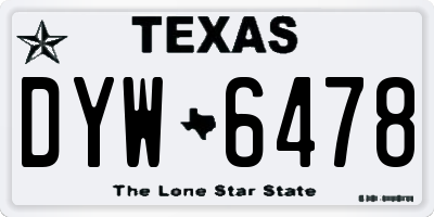 TX license plate DYW6478