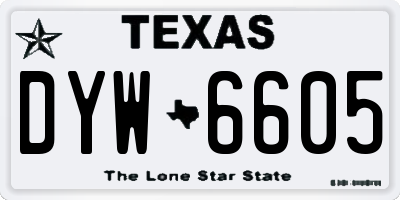 TX license plate DYW6605