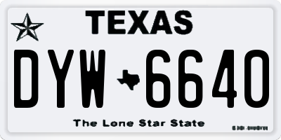 TX license plate DYW6640