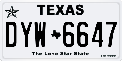 TX license plate DYW6647