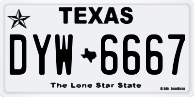 TX license plate DYW6667