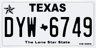 TX license plate DYW6749