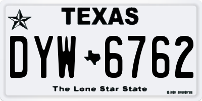 TX license plate DYW6762