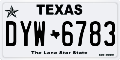 TX license plate DYW6783