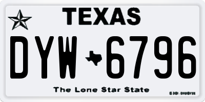 TX license plate DYW6796