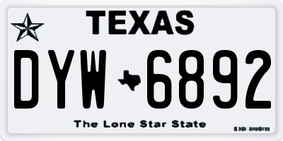 TX license plate DYW6892
