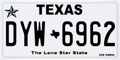 TX license plate DYW6962