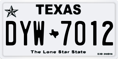 TX license plate DYW7012