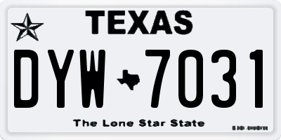 TX license plate DYW7031