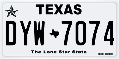 TX license plate DYW7074