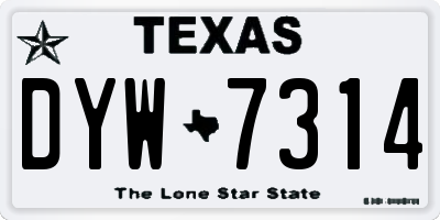 TX license plate DYW7314