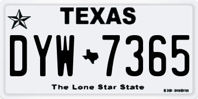 TX license plate DYW7365