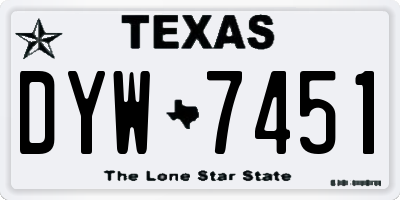 TX license plate DYW7451