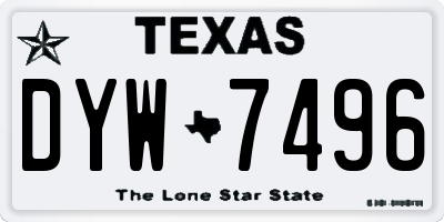 TX license plate DYW7496