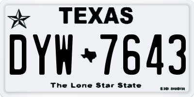 TX license plate DYW7643