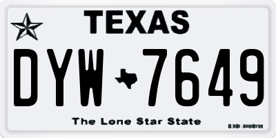 TX license plate DYW7649