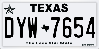 TX license plate DYW7654