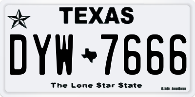 TX license plate DYW7666
