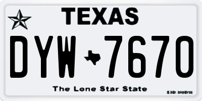 TX license plate DYW7670