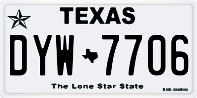 TX license plate DYW7706
