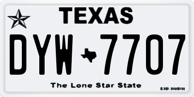 TX license plate DYW7707