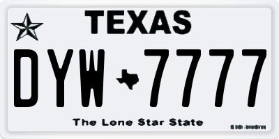 TX license plate DYW7777