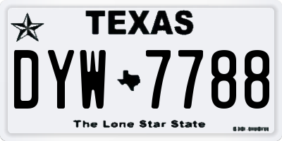 TX license plate DYW7788