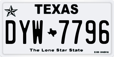 TX license plate DYW7796