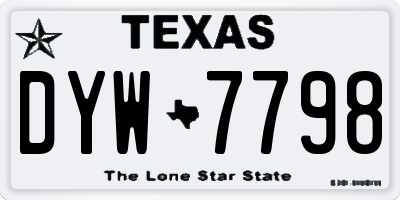 TX license plate DYW7798