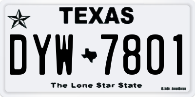 TX license plate DYW7801