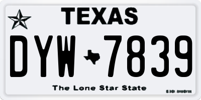 TX license plate DYW7839